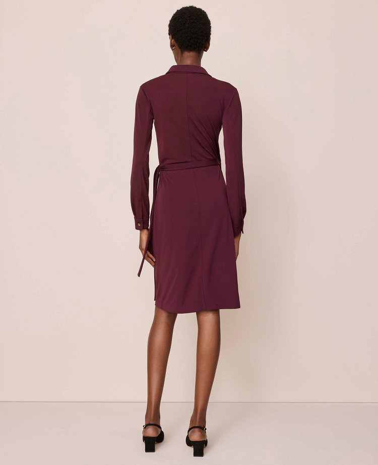 Petite Collared Knit Wrap Dress