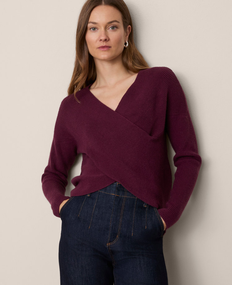Petite Ribbed Wrap Sweater