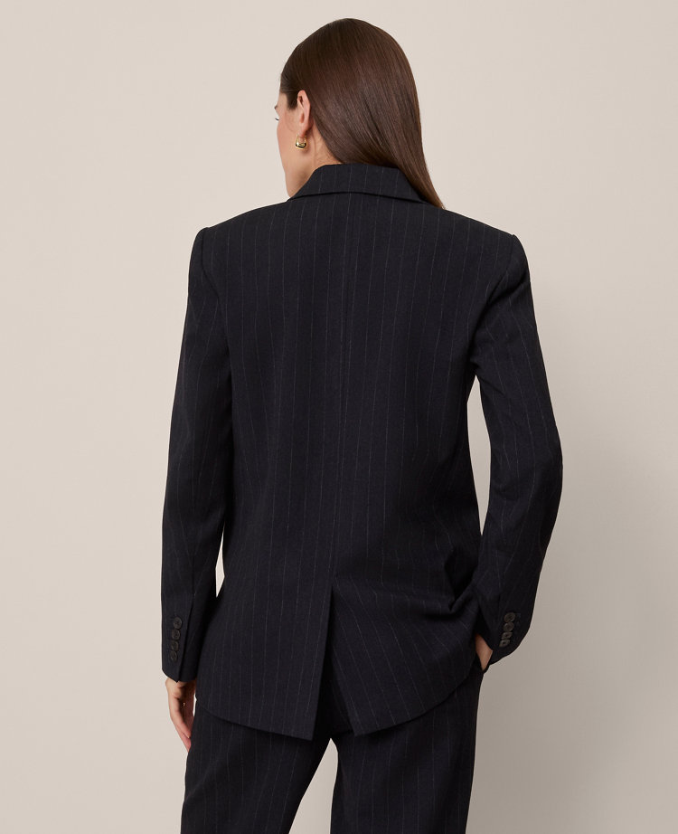 The Longline Blazer in Pinstripe