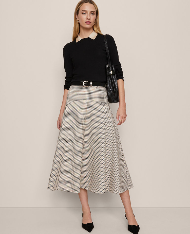 Petite Houndstooth Full Skirt