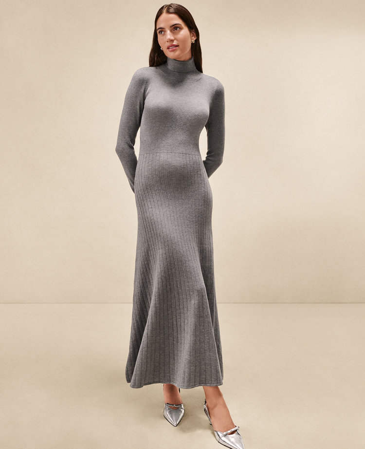 Ribbed Turtleneck Sweater Dress