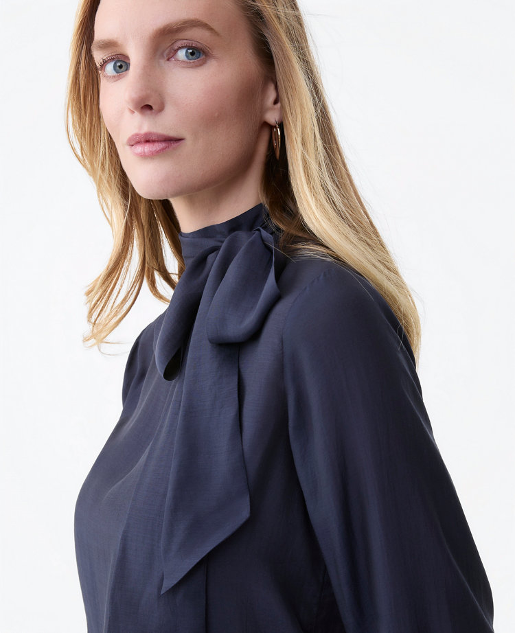 Ann Taylor Bow Blouse Night Sky Women's