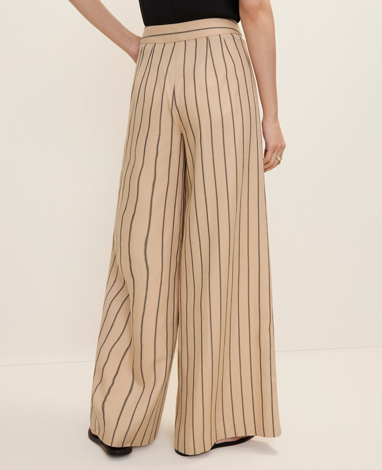 Ann Taylor The Statement Palazzo Pant Stripes Warm Burlap Women's