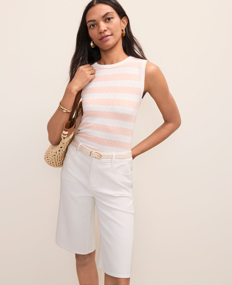 Weekend Striped Pointelle Tank carousel Product Image 1