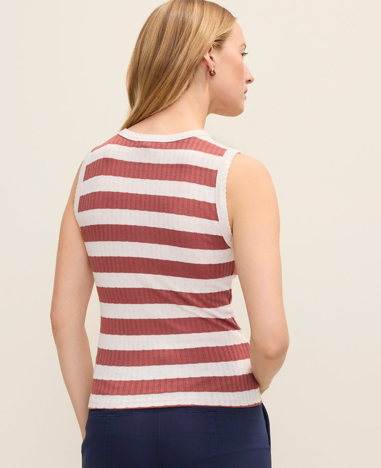 Weekend Striped Pointelle Tank