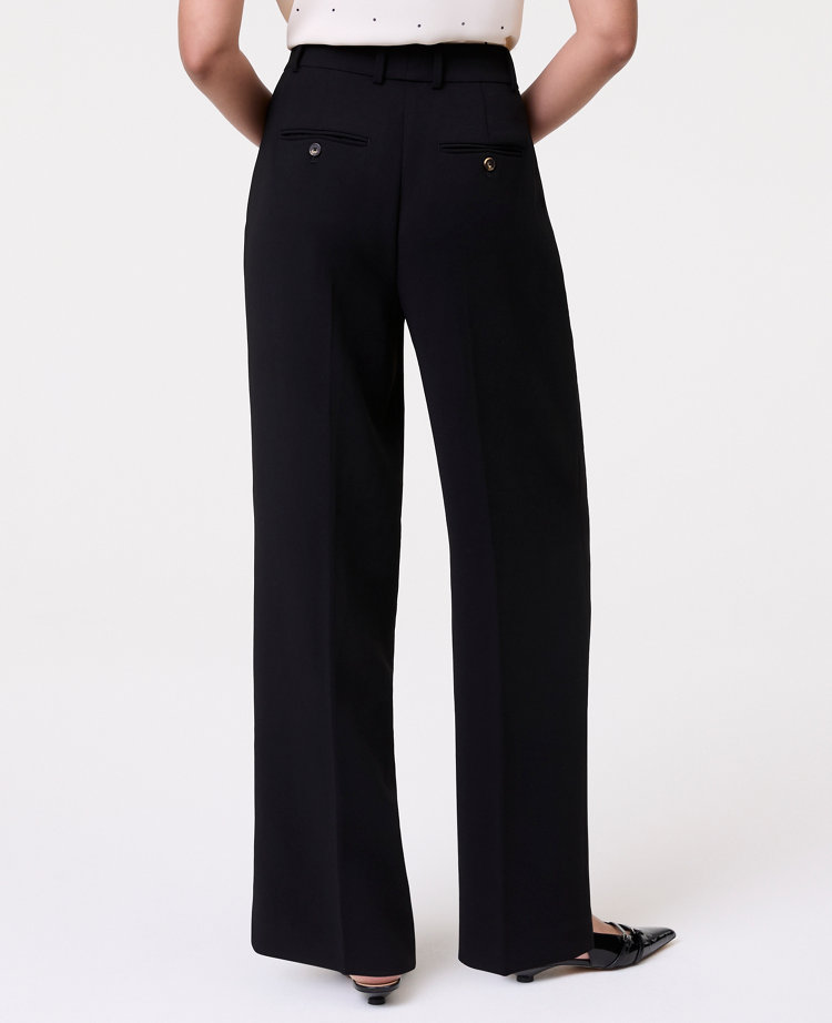 The Pleated Straight Pant in Textured Crepe