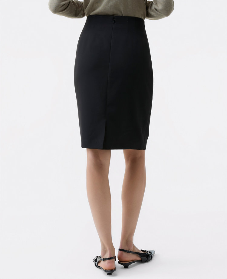The Petite Pocket Midi Skirt in Fluid Crepe