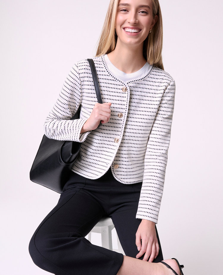 Petite Weekend Striped Knit Jacket
