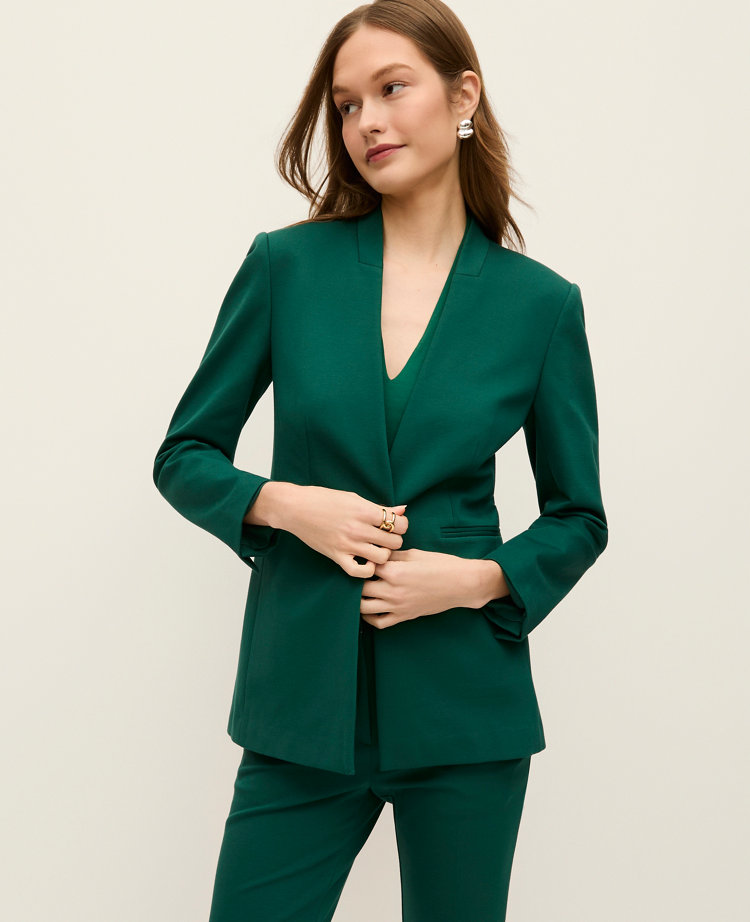 The Collarless Blazer in Ponte