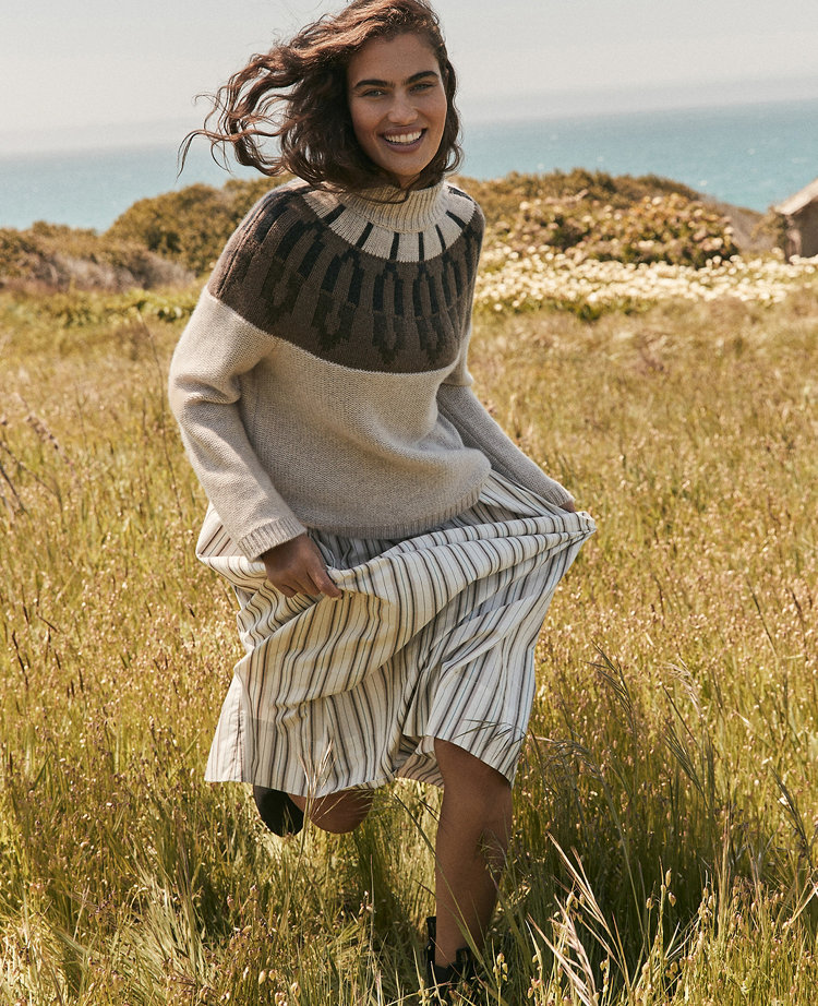 Ann Taylor Haven Well Within Cashmere Fairisle Mock Neck Sweater In Brown
