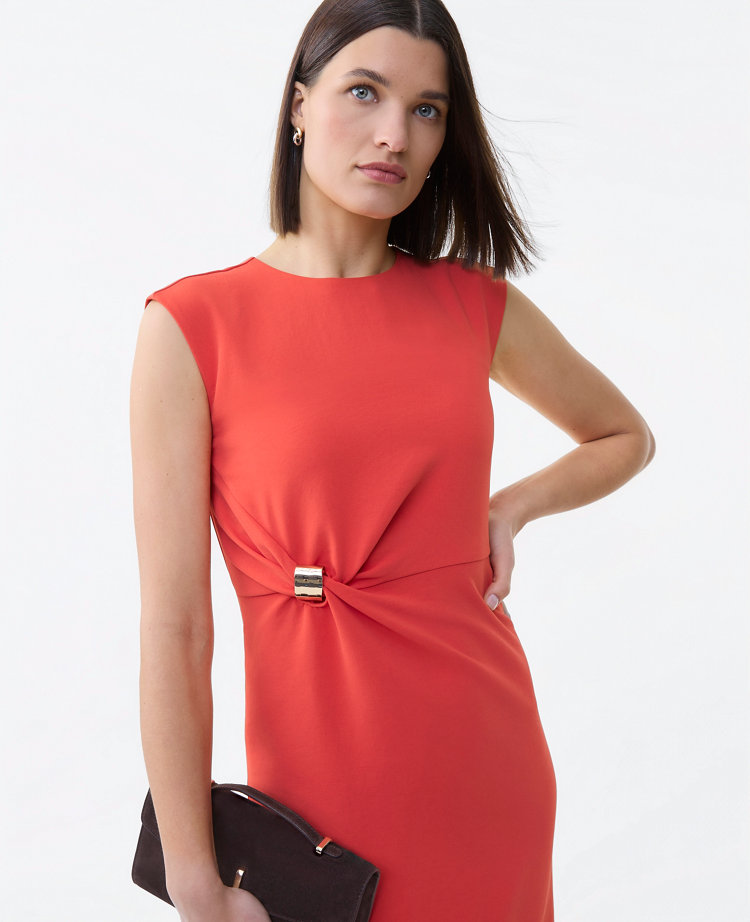 Petite Crepe Twist Sheath Dress