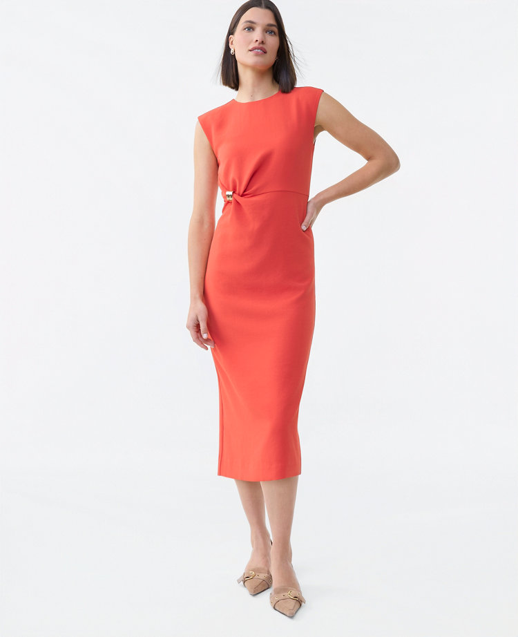 Petite Crepe Twist Sheath Dress