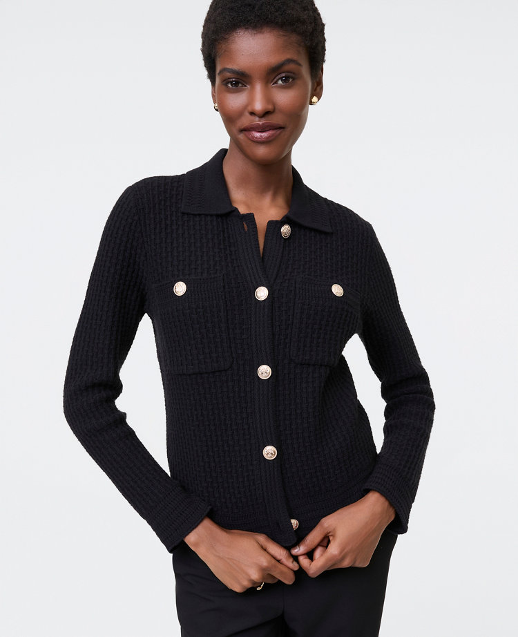 Petite Collared Sweater Jacket
