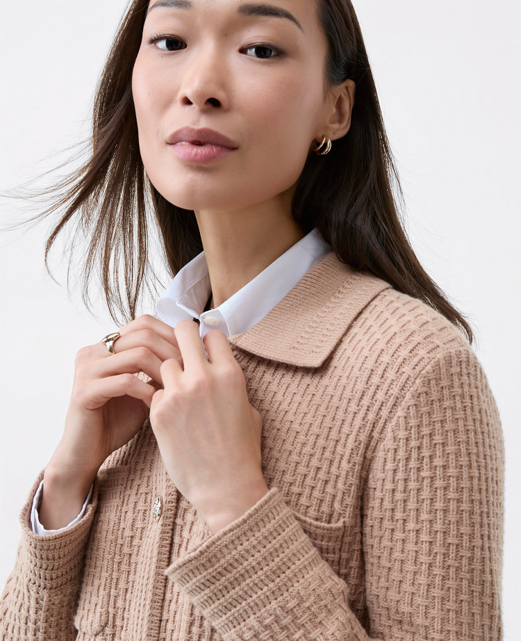 Petite Collared Sweater Jacket
