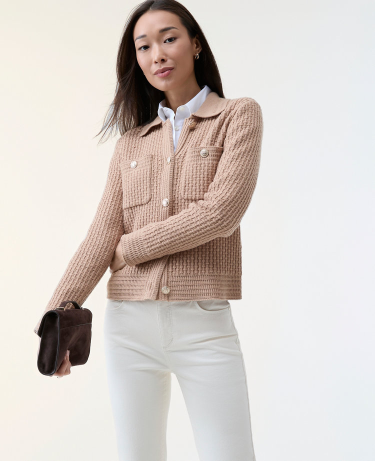 Petite Collared Sweater Jacket