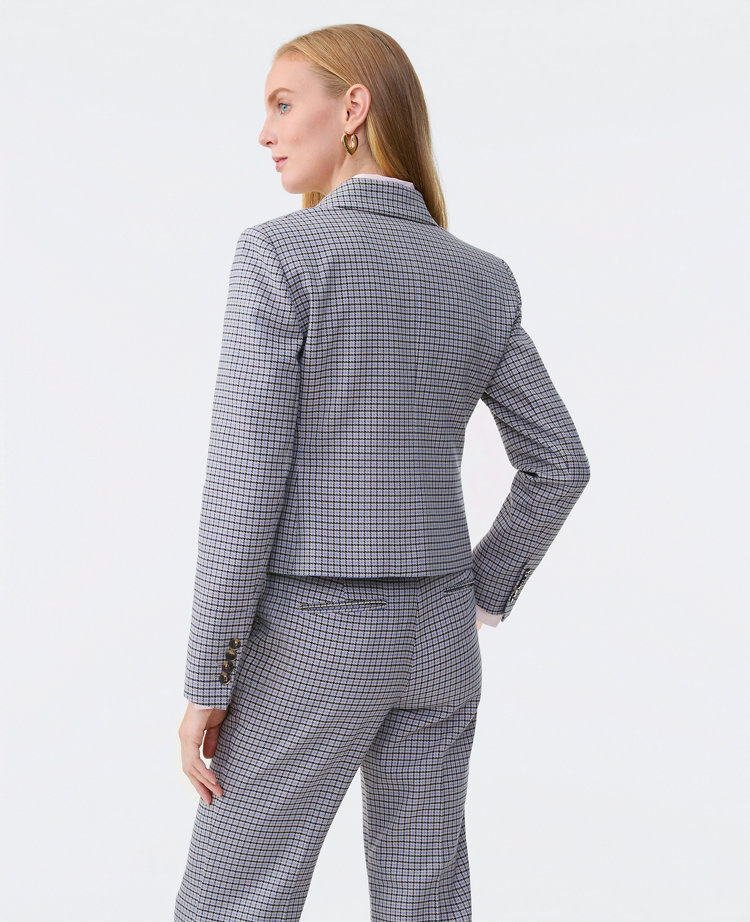 The Petite Fitted One Button Blazer in Houndstooth
