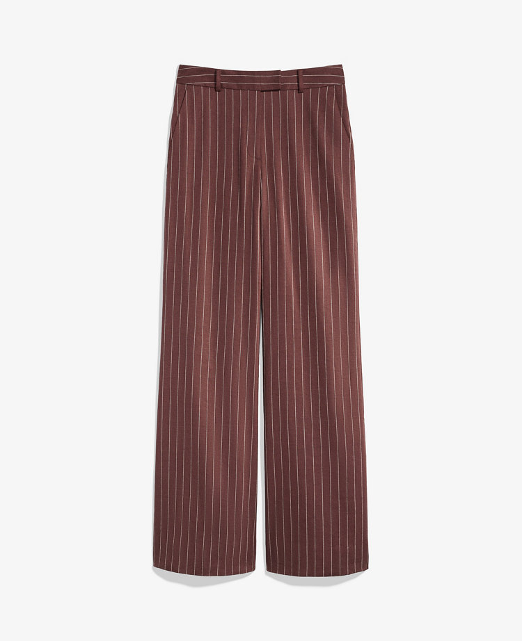 The Pinstriped Wide-Leg Flare Trouser in Linen Blend