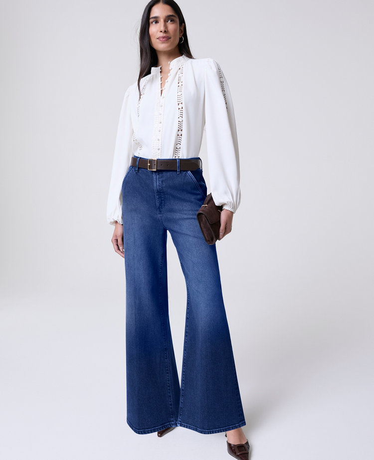 Petite Lace Trim Blouse