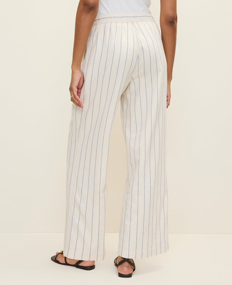 Weekend Striped Easy Fit Wide-Leg Pant in Linen Blend