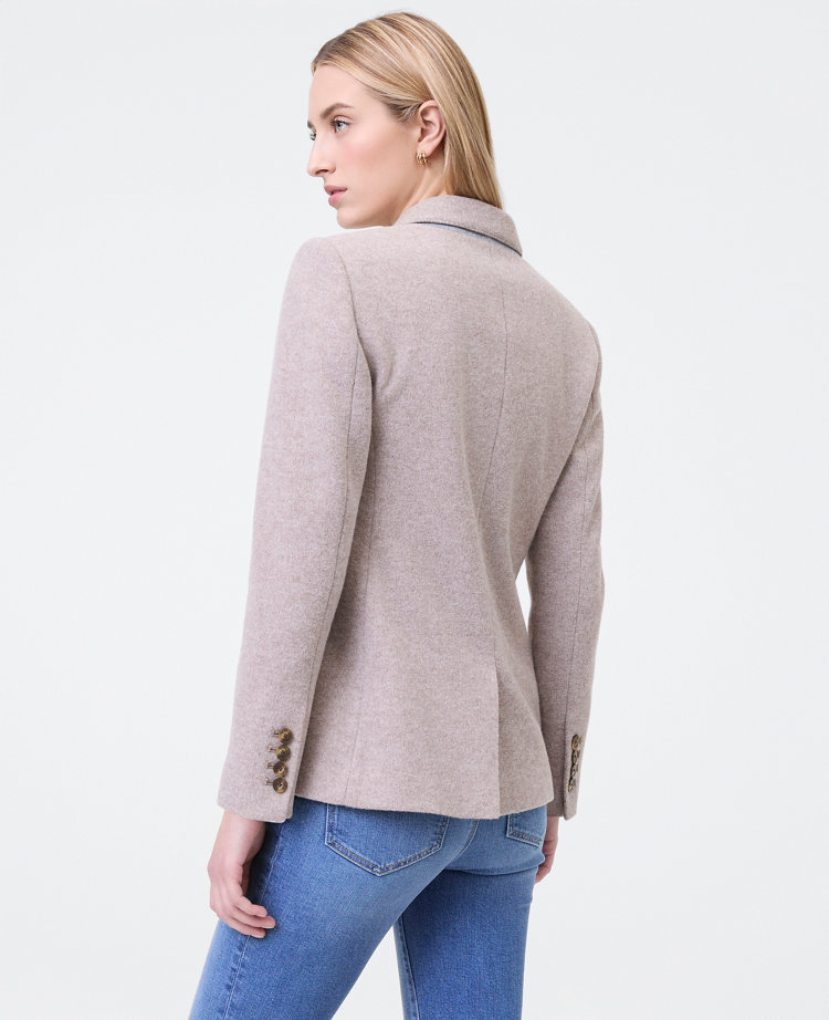 Ann Taylor Petite Weekend Collection Greenwich Blazer Brushed Knit Moon Rock Heather Women's