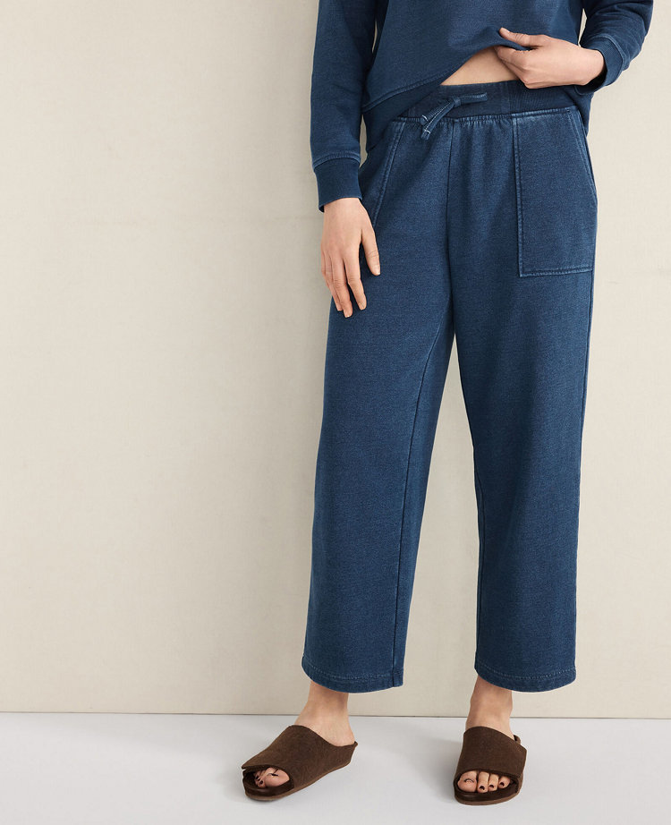 Haven Well Within Indigo Washed Cotton Fleece Straight Leg Pants