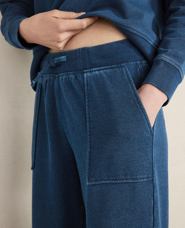 Haven Well Within Indigo Washed Cotton Fleece Straight Leg Pants