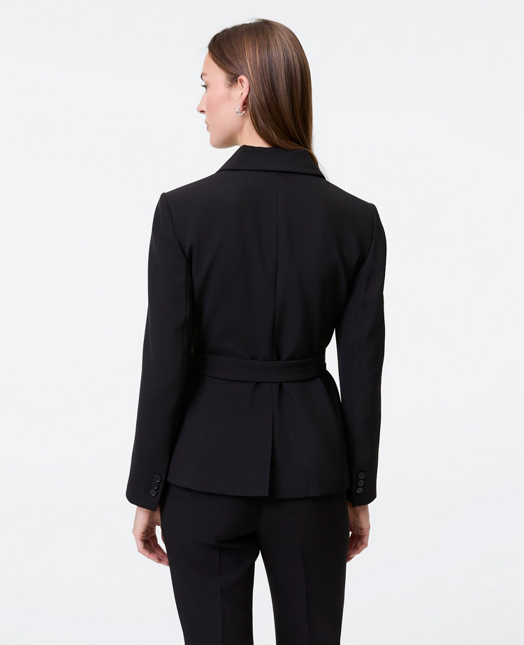The Petite Belted Blazer in Fluid Crepe