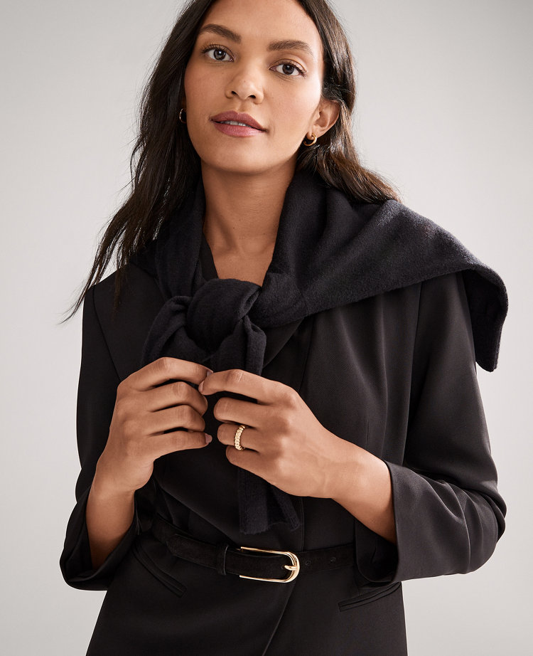 The Petite Belted Blazer in Fluid Crepe