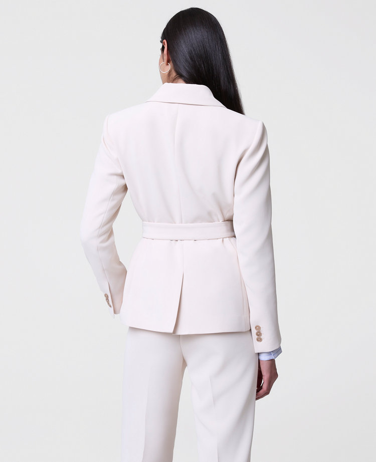 The Petite Belted Blazer in Fluid Crepe
