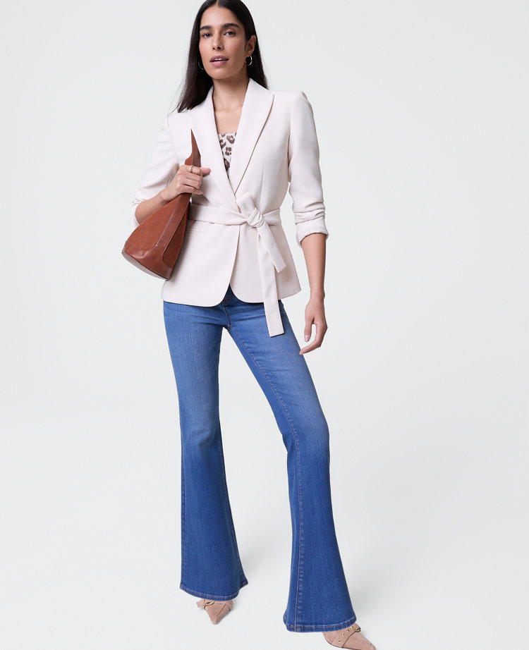 The Petite Belted Blazer in Fluid Crepe