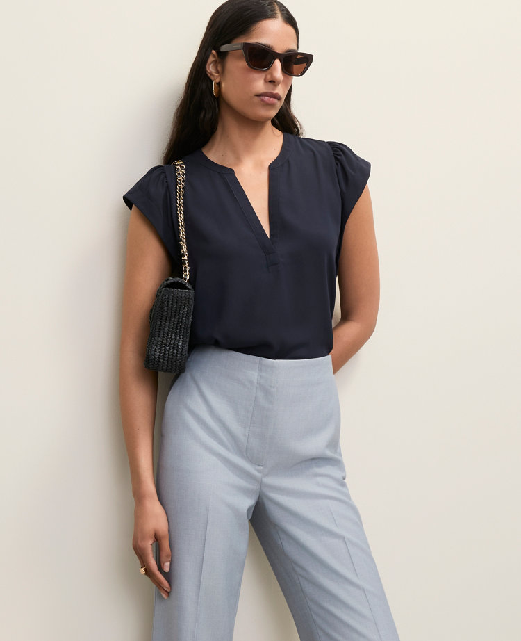 Mixed Media Flutter Sleeve Top