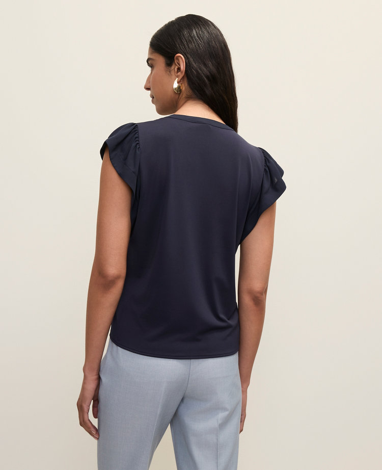 Mixed Media Flutter Sleeve Top