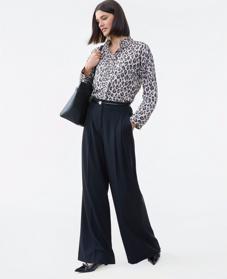 Animal Print Ruffle Shirt