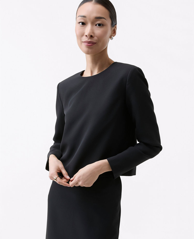 The Petite Crew Neck Top in Fluid Crepe