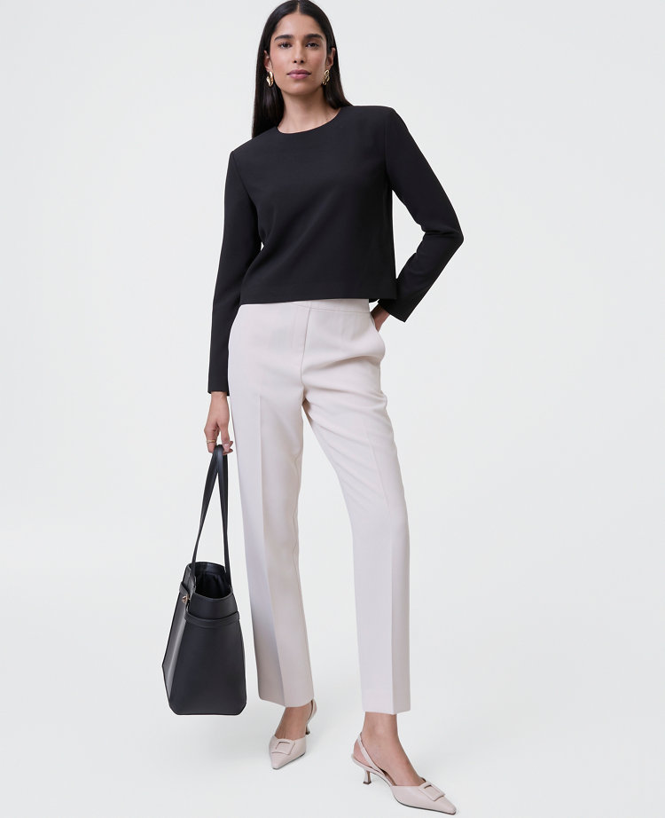 Ann Taylor The Petite Crew Neck Top Fluid Crepe Women's