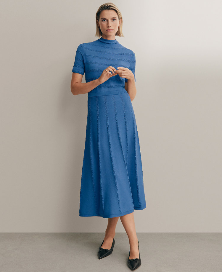 Petite Pointelle Mock Neck Sweater Dress