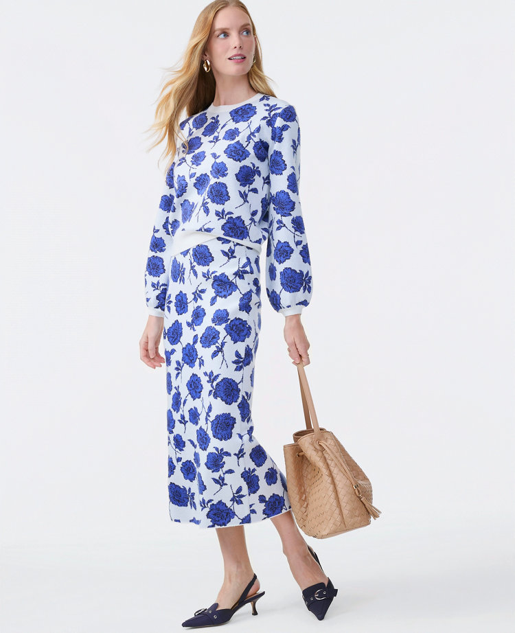 Petite Floral Sweater Pencil Skirt