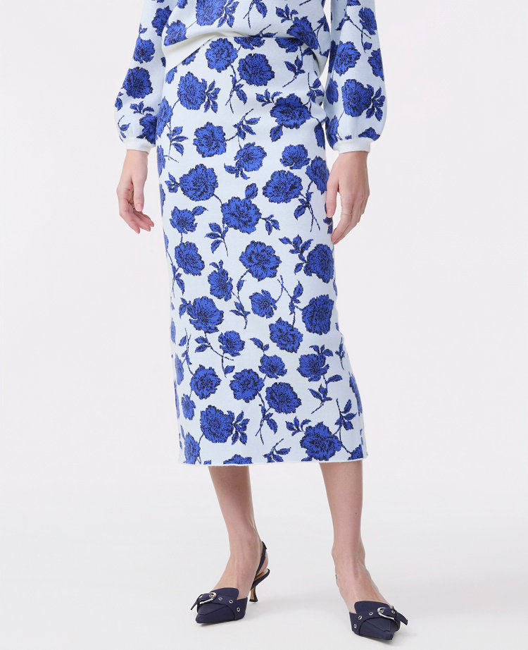 Petite Floral Sweater Pencil Skirt
