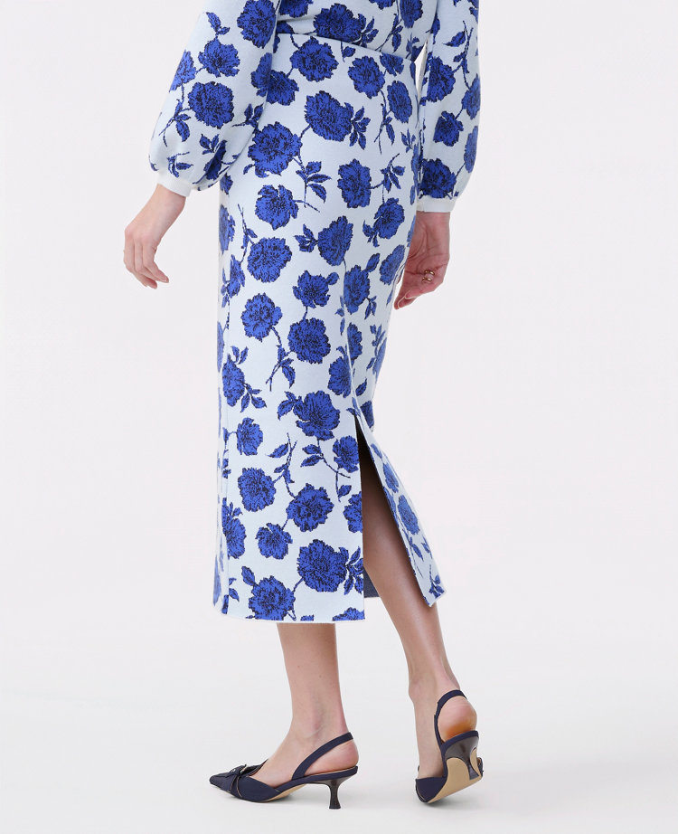 Petite Floral Sweater Pencil Skirt