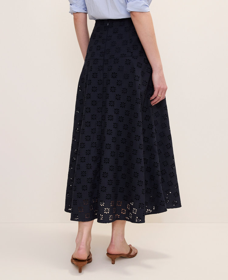 Eyelet Full Midi Skirt