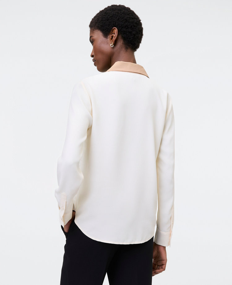 Ann Taylor Petite Button Down Shirt Creamy White Women's