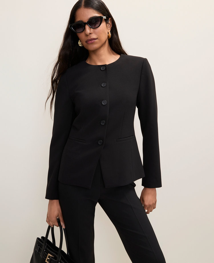 Split Hem Jacket in Fluid Crepe