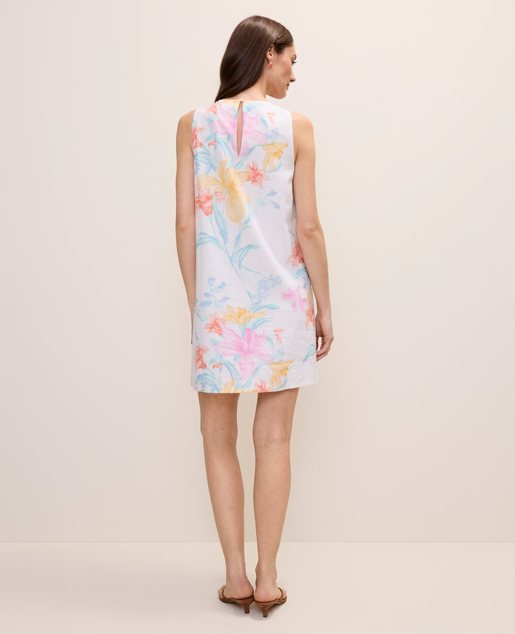 Floral Linen Blend Shift Dress