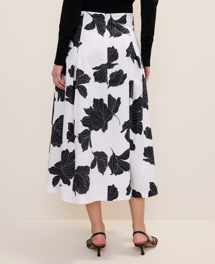 Floral Pleated Midi Skirt