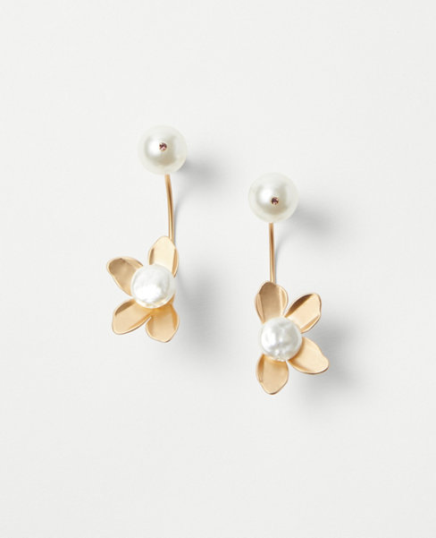 Pearlized Floral Drop Earrings