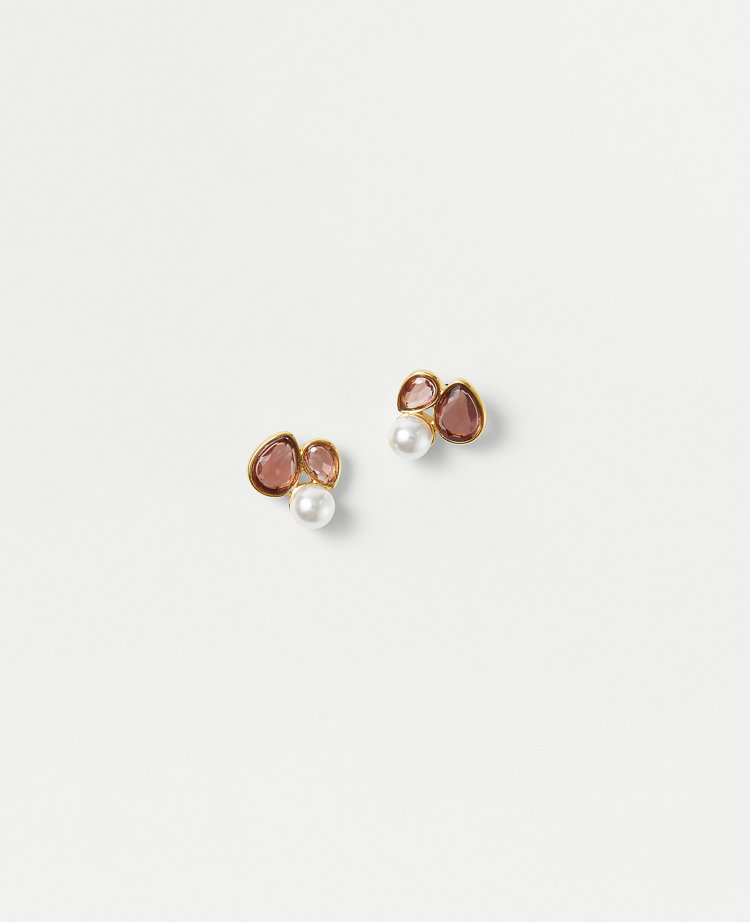 Pearlized Crystal Stud Earrings