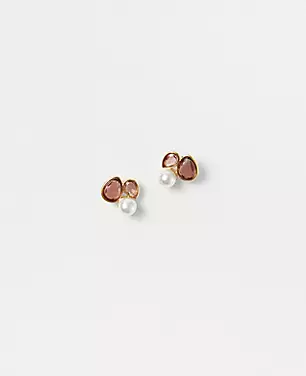 Pearlized Crystal Stud Earrings carousel Product Image 1