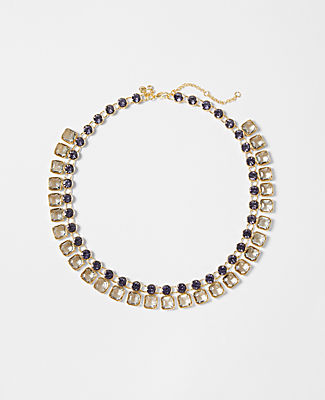 Ann Taylor Crystal Dangle Necklace In Navy