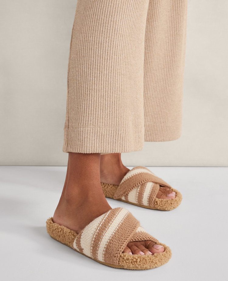 Haven Well Within Faux Sherpa Sweater Stripe Slide