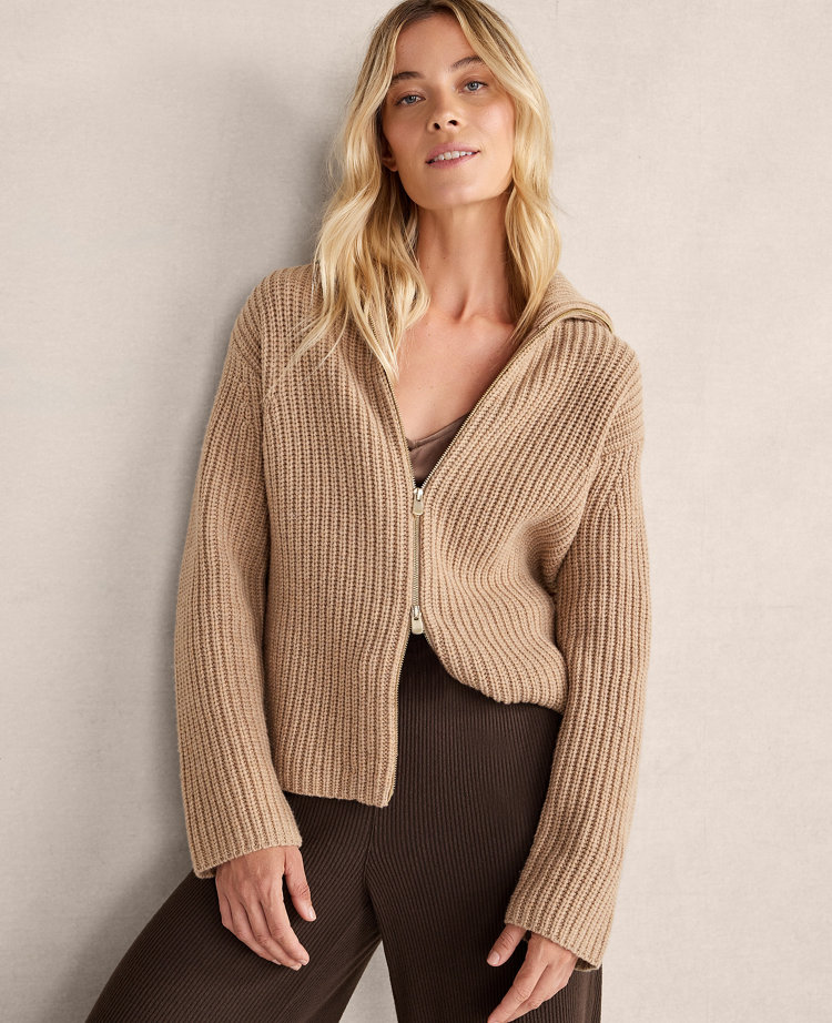 Haven Well Within Merino Wool Cashmere Double-Zip Cardigan